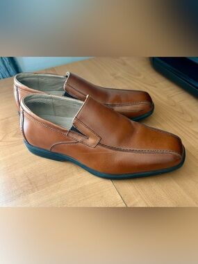 Florsheim Cognac Leather Slip-On Loafers reveal jr slip ons boys shoes size 4.5